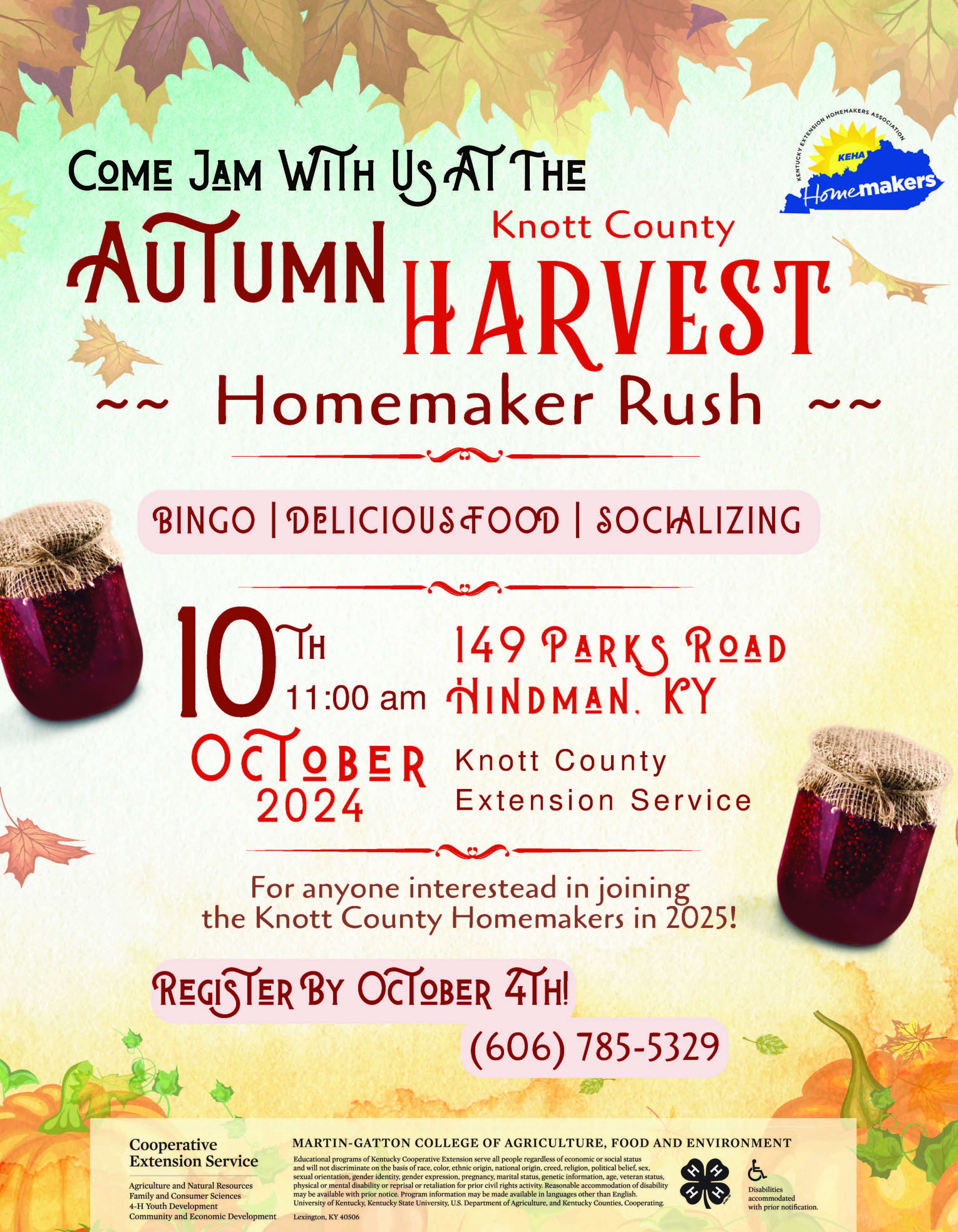 Knott County Homemakers Fall Rush Flyer