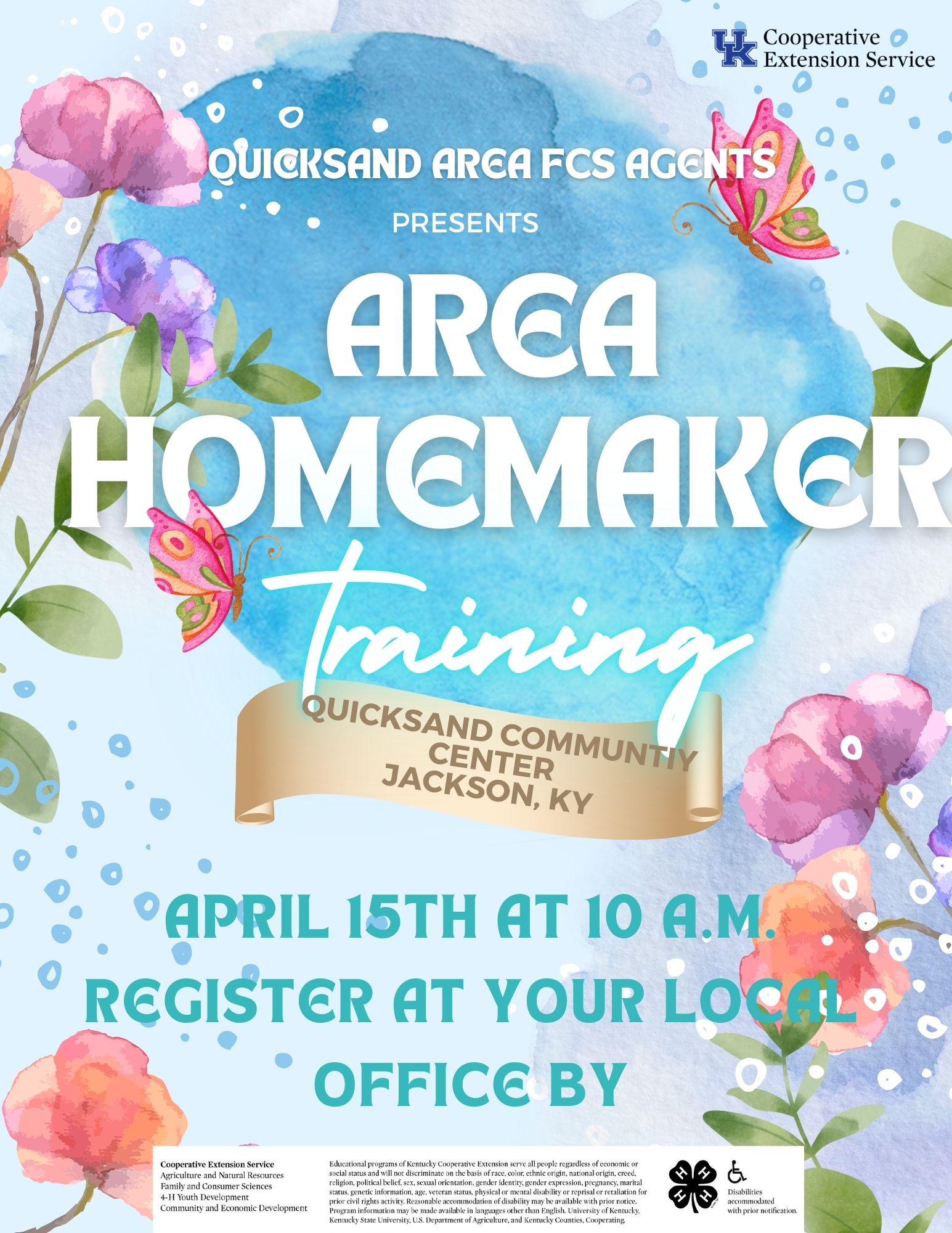 Area Homemaker Meeting Flyer